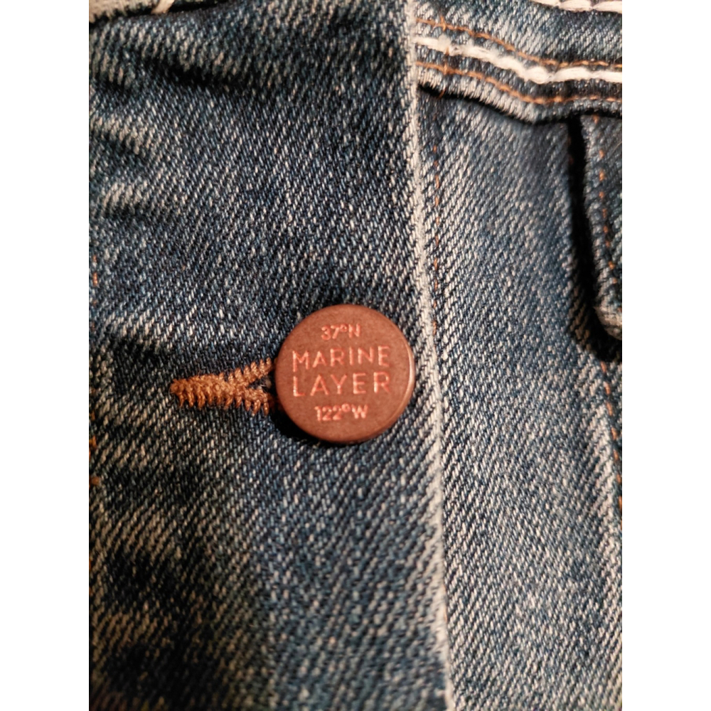 MARINE LAYER Blue Jean Eileen Embroidered Jacket Soft Denim Size Women's Large - Picture 8 of 13